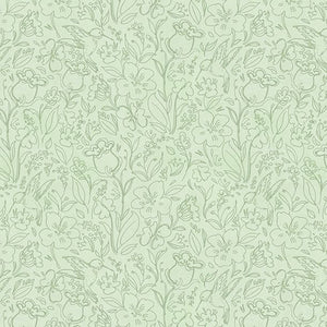 Hummingbird Floral Collection Toile Cotton Fabric 3023-39833 green