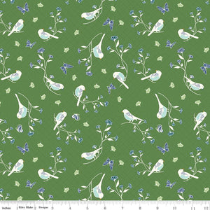 Melody Collection Birds Cotton Fabric C15141 green