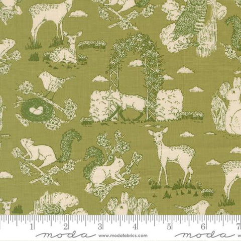 green, My Secret Garden Collection Garden Toile Cotton Fabric 20983