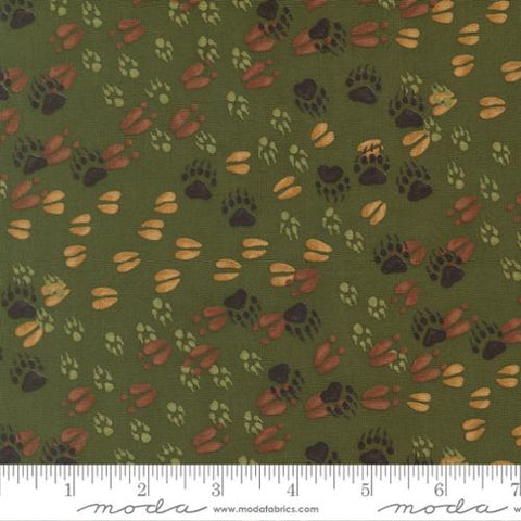 green, Northwoods Collection Animal Tracks Cotton Fabric 56194