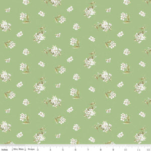 Green, Peter Rabbit and Friends Collection Jasmine Cotton Fabric CD15864