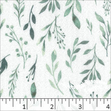 green, Pointelle Crepe Knit Leaf Print Fabric 572512