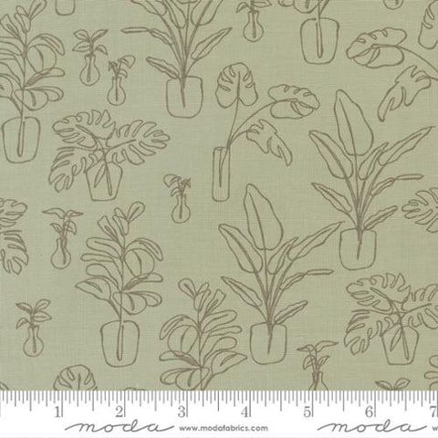 green, Potted Collection Indoor Jungle Cotton Fabric 26143
