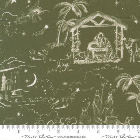 green, Silent Night Collection Landscape Scene Cotton Fabric 40051