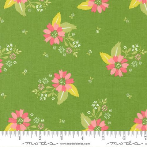Strawberry Lemonade Collection Carnation Florals Cotton Fabric 37671 green