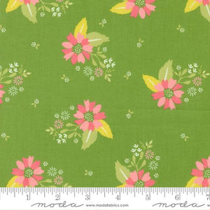 Strawberry Lemonade Collection Carnation Florals Cotton Fabric 37671 green