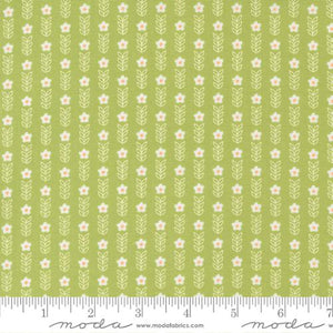 Strawberry Lemonade Collection Floral Stripe Cotton Fabric 37673 green