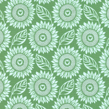 Sunflowers in My Heart Collection Large Sunflower Cotton Fabric 27321 green