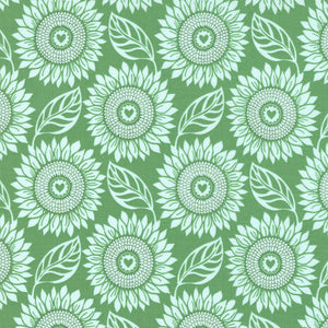 Sunflowers in My Heart Collection Large Sunflower Cotton Fabric 27321 green