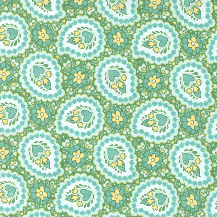 Sunflowers in My Heart Collection Provence Paisley Cotton Fabric 27323 green
