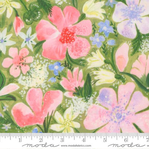 green, Sweet Cecily Collection Meadow Florals Cotton Fabric 24640