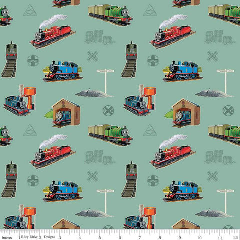 green, Thomas and Friends Collection Main Train Cotton Fabric CD17010