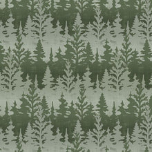 green, Timberland Trails Collection Trees All Over Cotton Fabric 45606