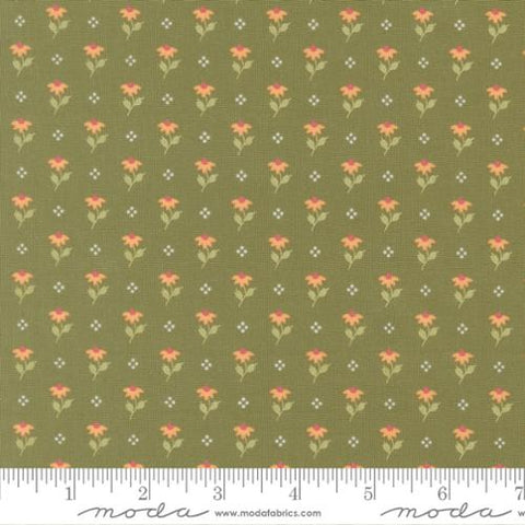green, Wild Honey Collection Bumbling Posies Cotton Fabric 5252