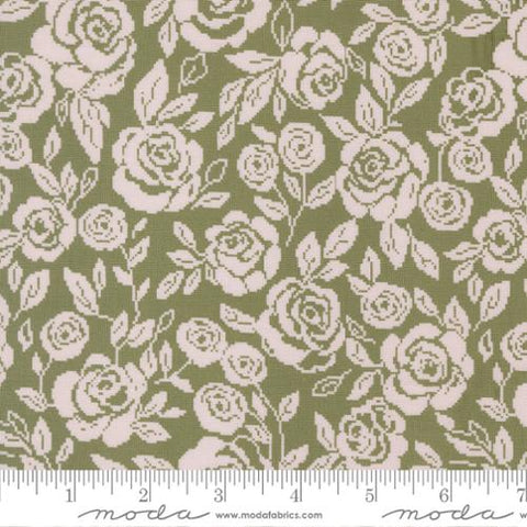 green, Wild Honey Collection Roses Cotton Fabric 5251