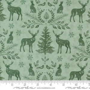 Woodland Winter Collection Damask Animals Cotton Fabric 56092 green