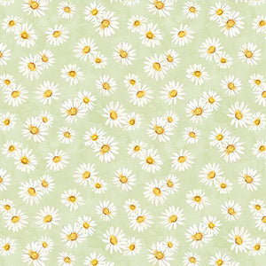 Zest for Life Collection Daisy Toss Cotton Fabric 19156 green