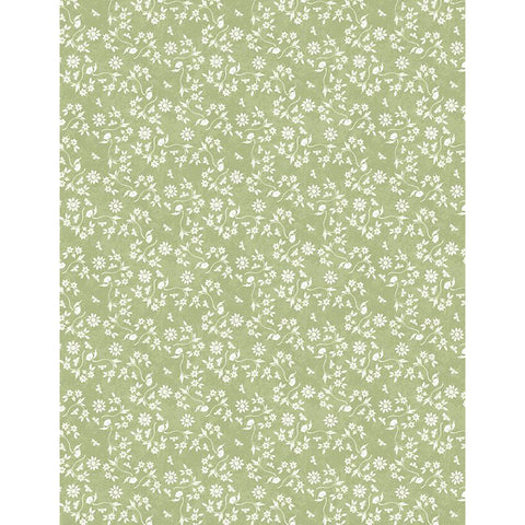 Floral print green fabric