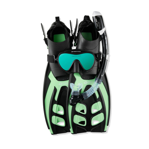 Hawaii Divers Deep Sea adult snorkeling set in green & black