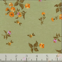 Linen Blend Floral Print Fabric 11568 green
