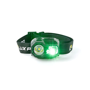 LuxPro Ultra Bright LED Headlamp LP347V2 showing green flood light