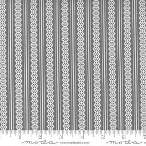 Buttercup and Slate Collection Lacey Stripes Cotton Fabric grey