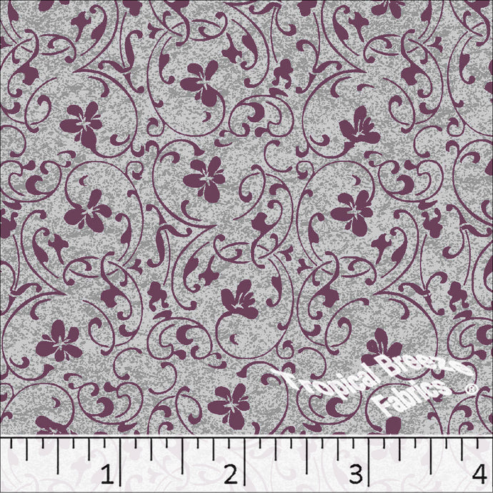 Poly Cotton Swirl Print Dress Fabric grey