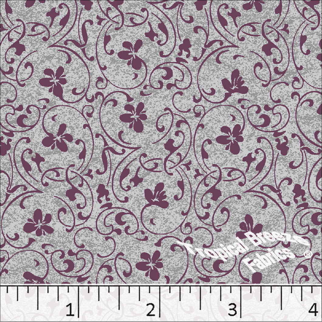 Poly Cotton Swirl Print Dress Fabric grey