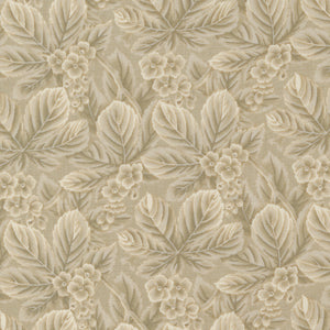 Chateau De Chantilly Collection Amelie Floral Leaf Cotton Fabric 13941 grey