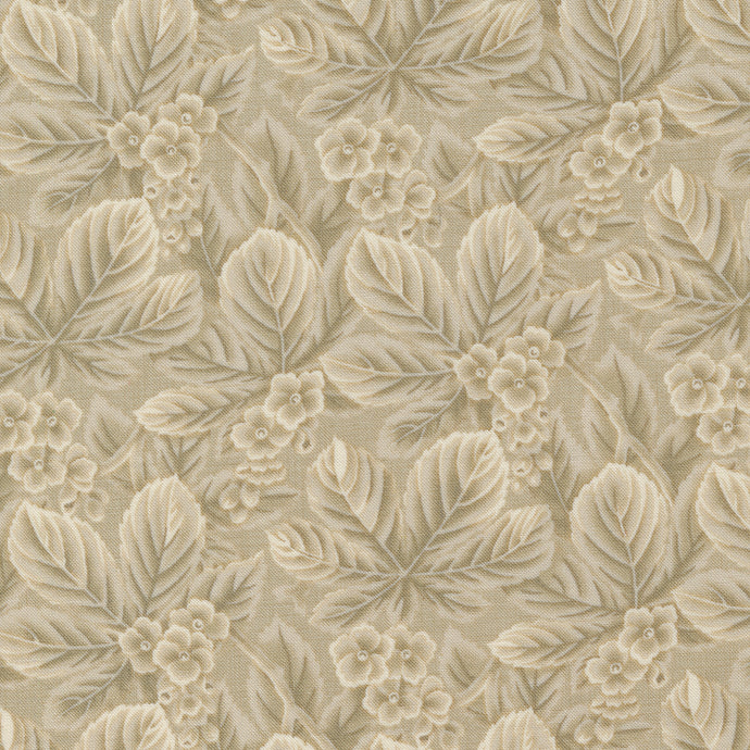Chateau De Chantilly Collection Amelie Floral Leaf Cotton Fabric 13941 grey