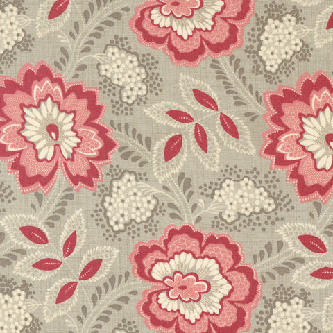 Chateau De Chantilly Collection Orleans Florals Cotton Fabric 13943 grey