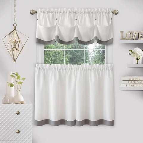 Achim Curtains Lana Tier And Valance 1728 Grey