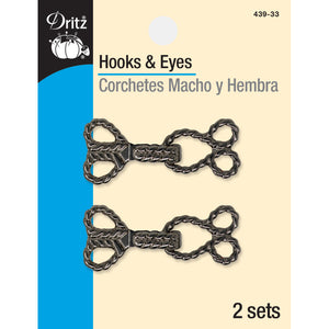 Gunmetal hooks & eyes 2 sets