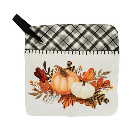 Gingham Pumpkins Pocket Mitt H6192