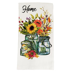 Personalized Sunfower in Mason Jar Kitchen Towel and Potholder Gift Set