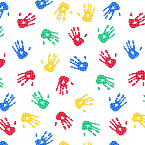 Handprints Cotton Flannel Fabric 9434-78