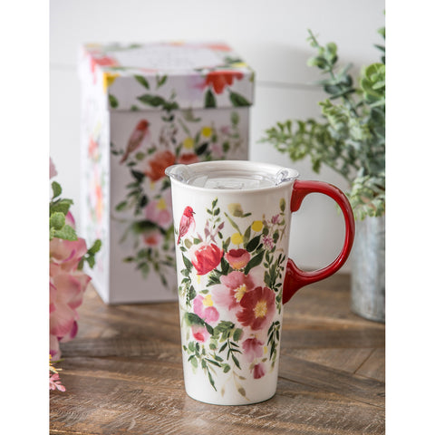 Floral travel mug with box
