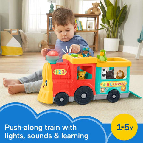 Push-along train with lights, sounds, and learning