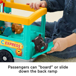 Passengers can "board" or slide down the back ramp