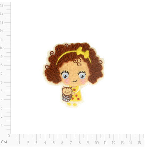 girl with hadband, Curly Haired Girl Applique M16208