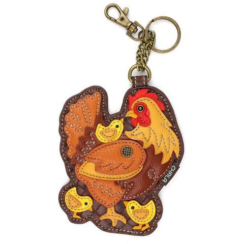 hen with chicks, Key Fob Coin Purse 806