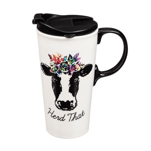 Cow travel coffee mug