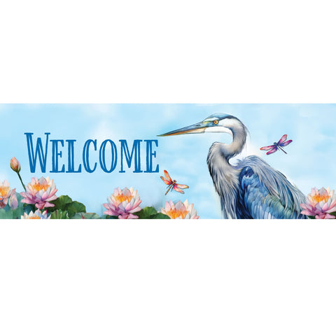 Custom Decor Signature Sign showing showing heron & lilies