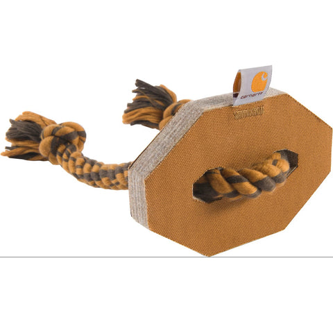 Carhartt Brown Firm Duck Hex Dog Pull toy front view