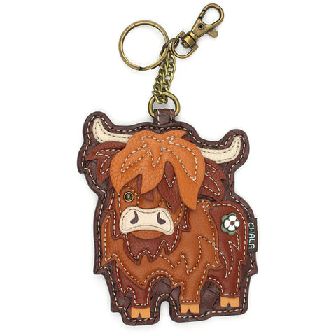 highland cow, Key Fob Coin Purse 806