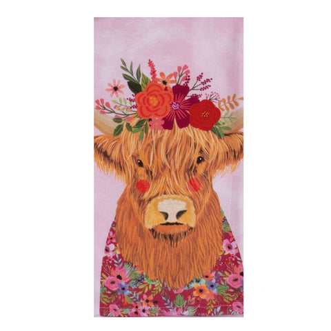 highland cow, Flowers Everywhere Animal Dual Purpose Towel R8586