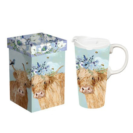 highland brown cow, Ceramic Perfect Cup with Gift Box TK2