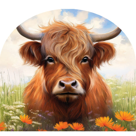 Custom Decor Arbor Mate garden sign showing  highland cow