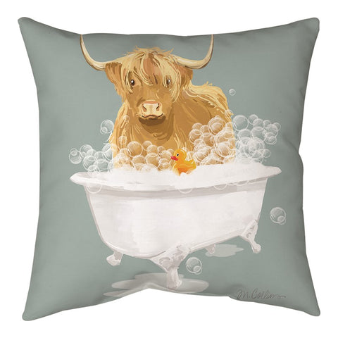 Highland Cow in Tub Climaweave Pillow SLHIGH