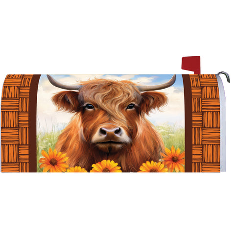 Mailbox cover showing Highland Cow